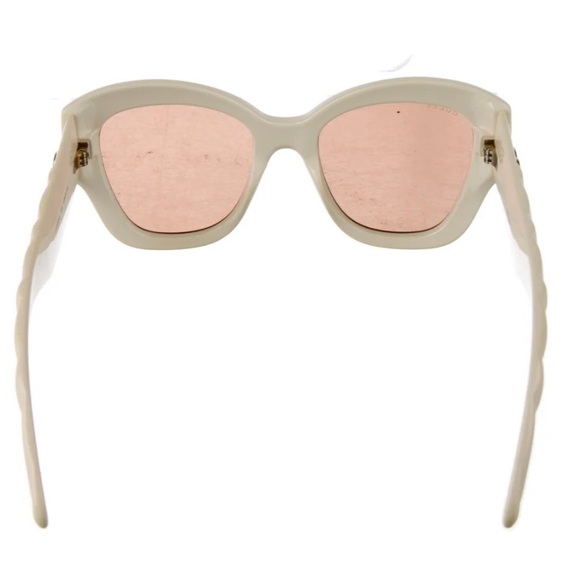 Authentic Brand New GUCCI Ivory Double G Logo Cat-Eye Sunglasses w/case & cloth. - Picture 4 of 9